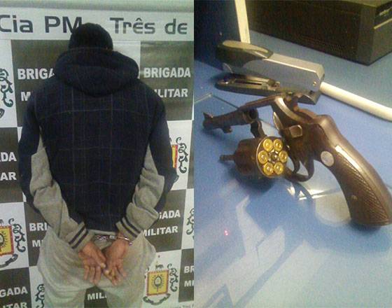 Brigada Militar prende homem por porte ilegal de arma em Três de Maio