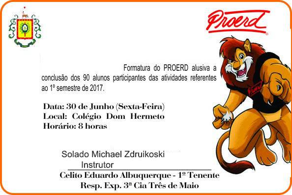 Formatura do 1º semestre do PROERD está programada para a próxima sexta-feira