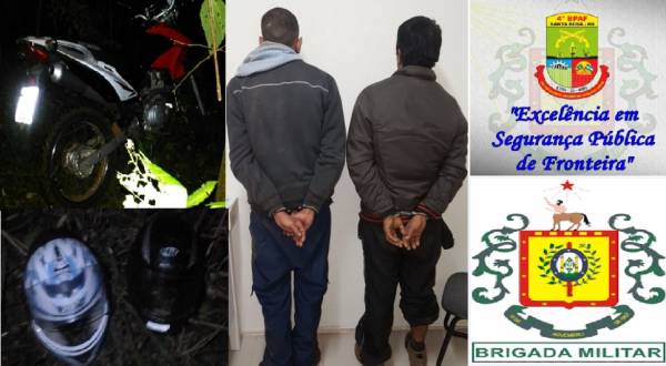 Brigada Militar prede dois homens e recupera motocicleta furtada, no balneário Ilhas do Chafariz 