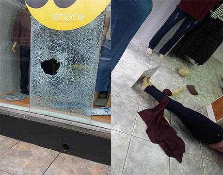 Vitrine de loja é quebrada no Centro de Três de Maio