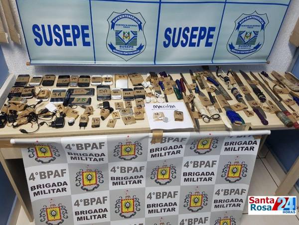Operação em presídio de Santa Rosa resulta na apreensão de um arsenal