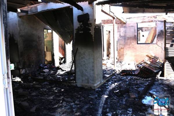 Casa é destruída por incêndio no interior de Boa Vista do Buricá