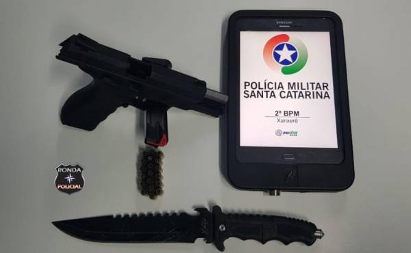 PM apreende em Xanxerê pistola furtada em Horizontina/RS