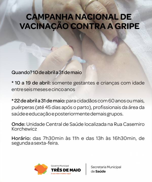 Campanha de vacinação contra a gripe iniciou nesta quarta-feira