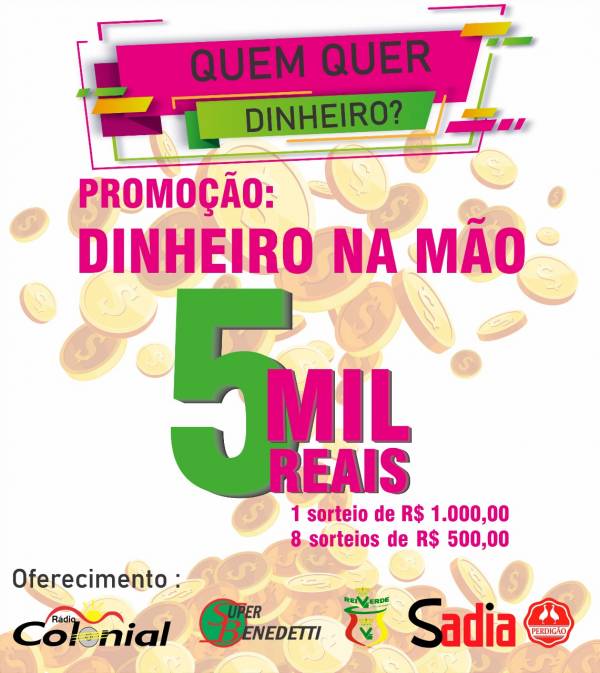 Promoção dinheiro na mão