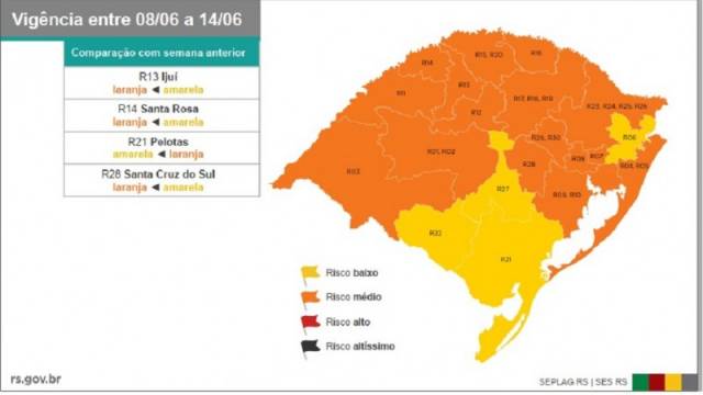 Região de Santa Rosa ultrapassa o limite de novas internações e passa para bandeira laranja