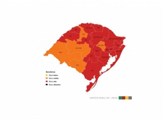 Região de Santa Rosa entra na classificação de bandeira vermelha no mapa do Estado RS