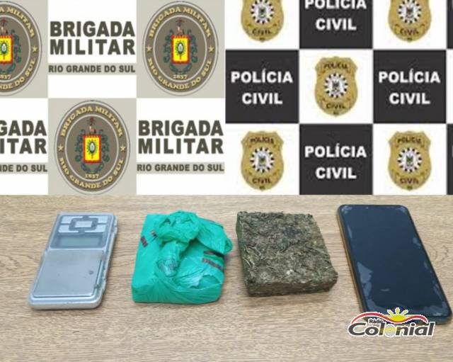 Policiais da Brigada Militar e Polícia Civil prendem elemento por tráfico de drogas em Horizontina