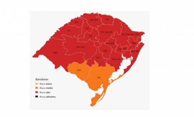 Em mapa preliminar, 90% do RS é classificado na bandeira vermelha