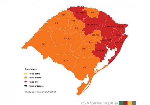 Santa Rosa retorna para bandeira laranja no Mapa definitivo do Distanciamento Controlado
