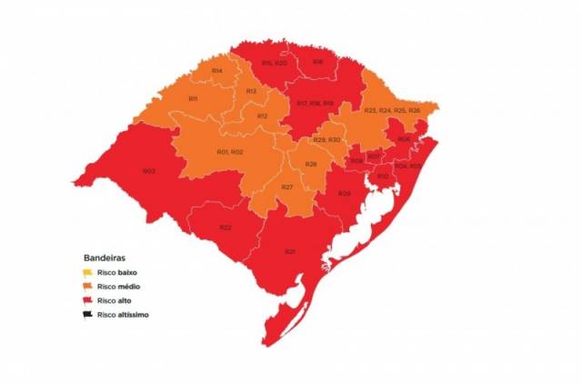 Região fica na bandeira laranja no mapa preliminar