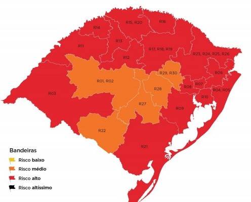 Mapa preliminar do distanciamento controlado coloca região sob bandeira vermelha