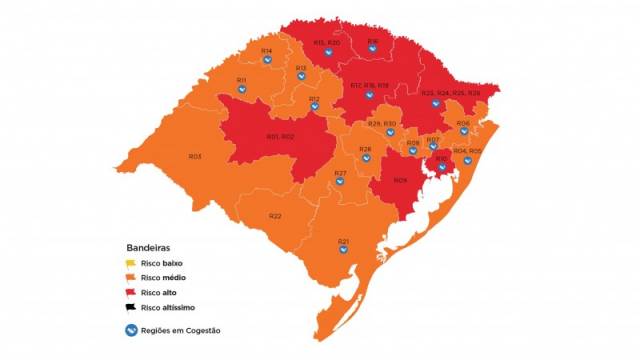 Sete regiões estão em bandeira vermelha na 19ª rodada do Distanciamento Controlado