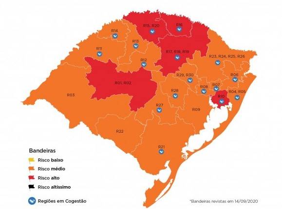 19ª rodada do Distanciamento Controlado tem cinco regiões em vermelho no mapa definitivo