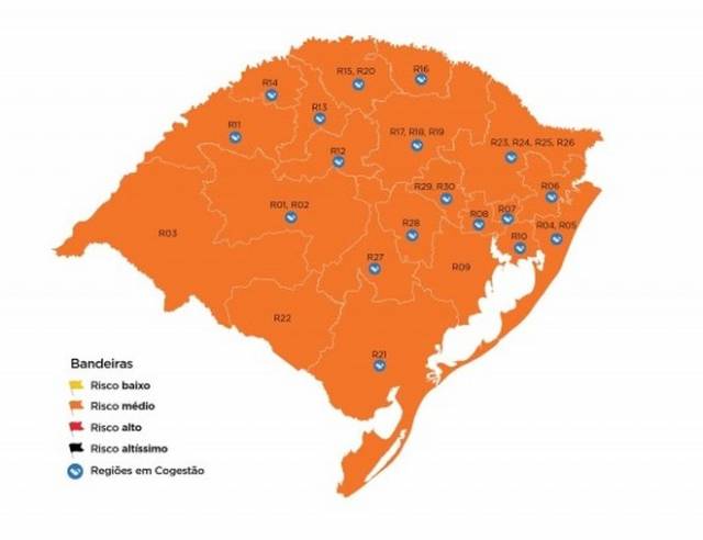 Indicadores melhoram e todo o RS é classificado em bandeira laranja