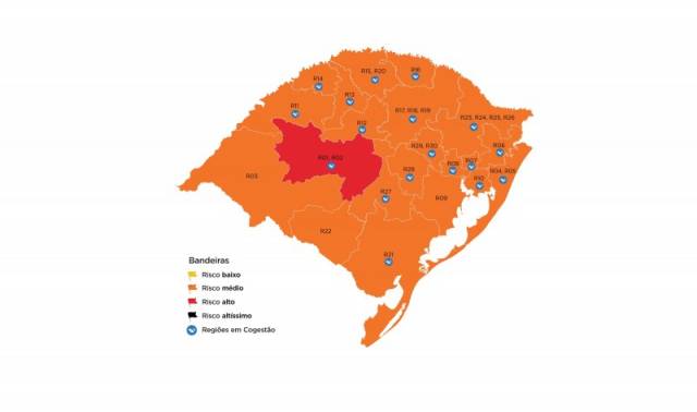 22ª semana do Distanciamento Controlado tem uma região do RS na bandeira vermelha