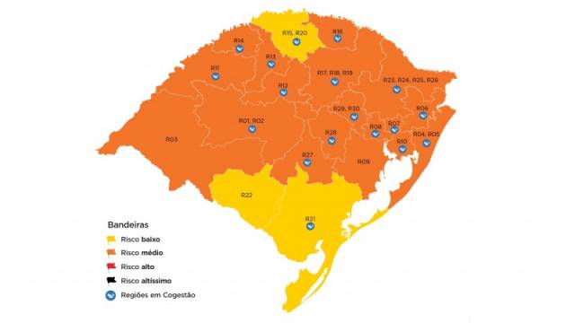 RS volta a ter regiões em bandeira amarela nesta 23ª rodada do Distanciamento Controlado