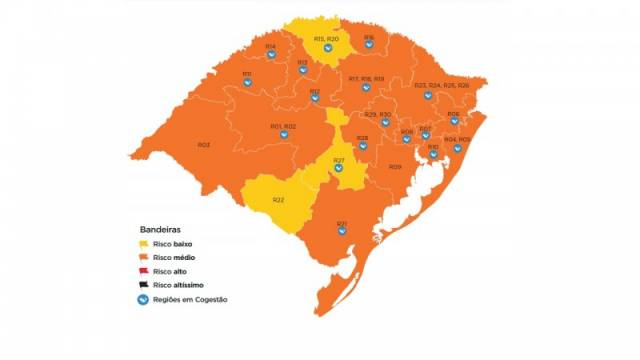 Mapa preliminar permanece com três bandeiras amarelas na 24ª semana do Distanciamento Controlado