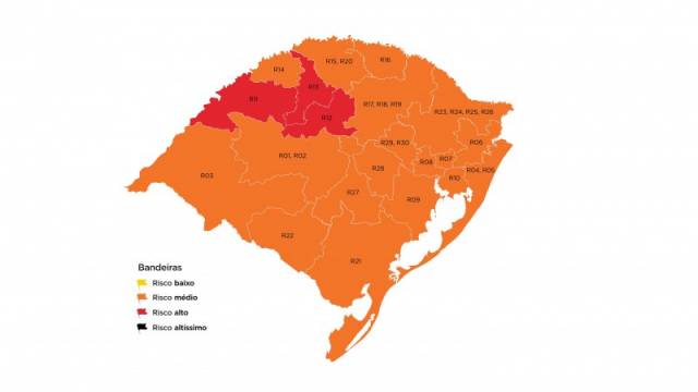 Santo Ângelo, Ijuí e Cruz Alta ficam em bandeira vermelha no mapa preliminar