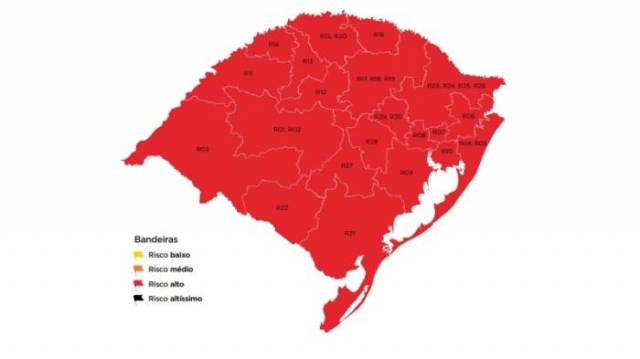 Pela primeira vez, todas as regiões do RS estão em bandeira vermelha no mapa preliminar