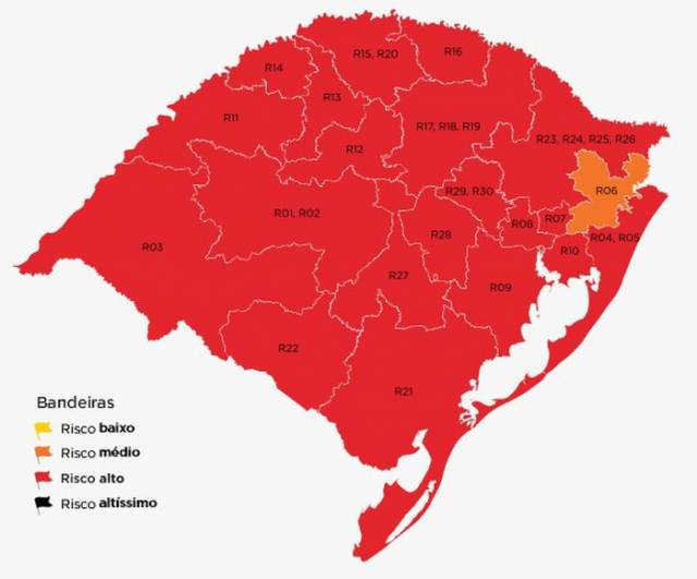 Pedidos de reconsideração são indeferidos e RS se mantém com 20 regiões em vermelho