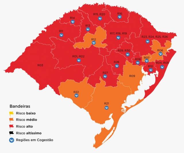 Governo do RS recebe dois pedidos para reconsiderar bandeiras do mapa do distanciamento controlado