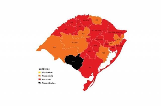 Primeiro mapa preliminar do distanciamento controlado de 2021 coloca uma região do RS em bandeira preta