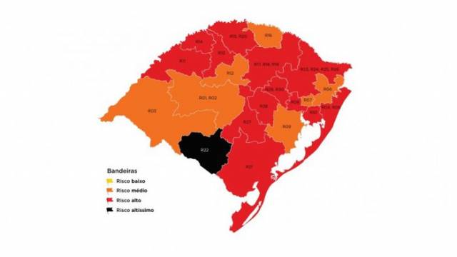 Região de Bagé fica em bandeira preta nesta semana, e outras 13 têm risco alto de contágio do coronavírus