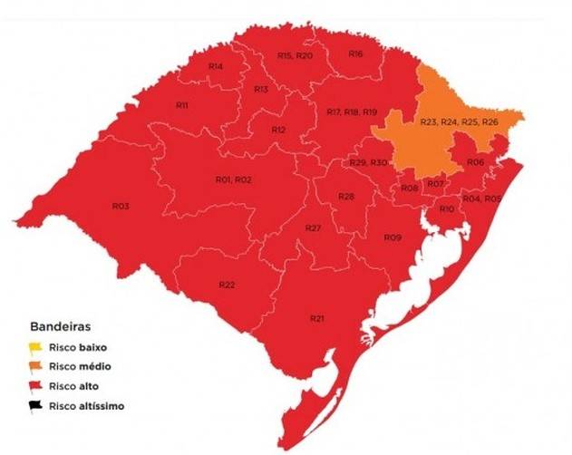 Região volta para o vermelho por causa do aumento de mortes e internações por Covid-19