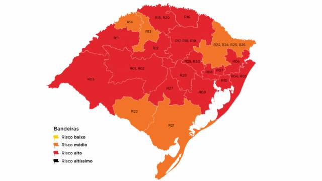 Com recursos negados, RS tem 16 regiões em vermelho na 41ª rodada do Distanciamento Controlado