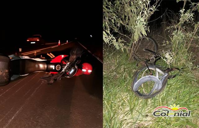 Ciclista e motociclista ficam feridos em acidente na RS 342 em Três de Maio