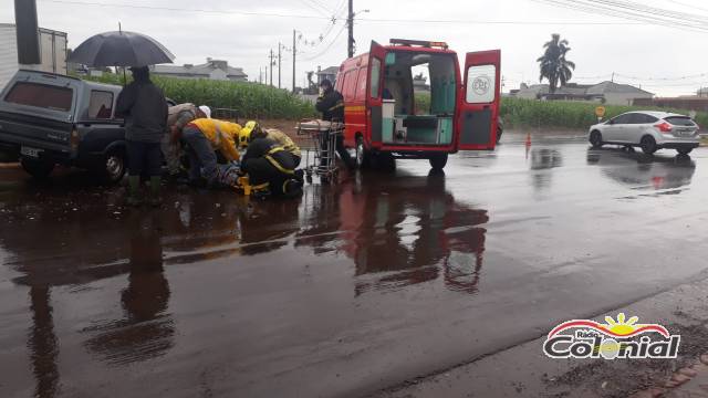 Idoso fica ferido em acidente na Av.Pasqualini em Três de Maio