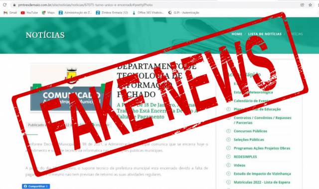 Administração Municipal de Três de Maio é alvo de fake news