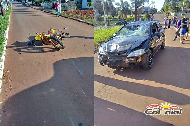 Colisão entre carro e moto deixa feridos no Centro de Alegria