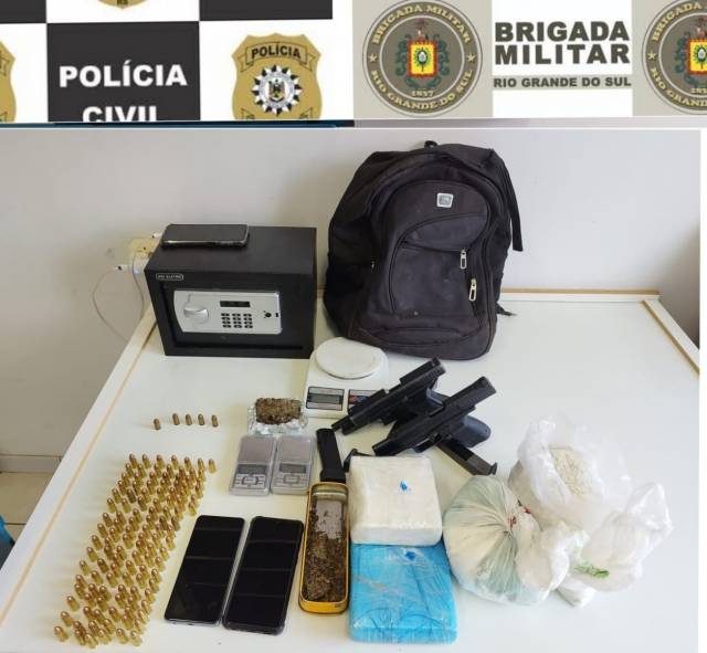 PC e BM apreendem armas, drogas e objetos para o tráfico em Horizontina