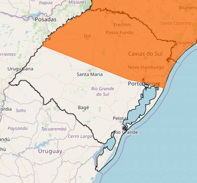 Ventos fortes e granizo mantêm Região Sul em alerta