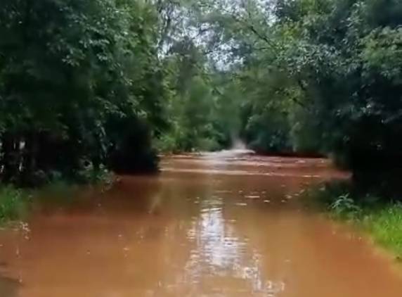 VÍDEO; nível de rio sobe e água cobre ponte na divisa entre Três de Maio e Alegria