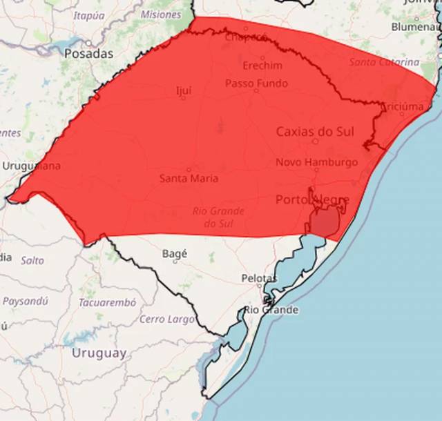 Inmet alerta população do RS para risco de temporais