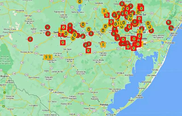 Mapa interativo mostra bloqueios em rodovias do RS em tempo real