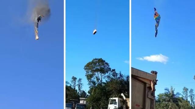 Balão tripulado pega fogo e cai em SC; 8 pessoas morrem