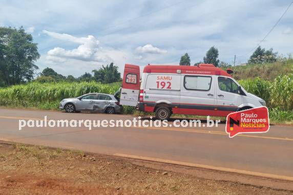 Acidente entre ambulância e carro é registrado na RS-342