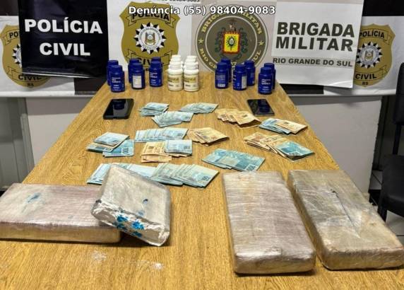 Polícia Civil e BM apreendem 3,8 kg de cocaína em Três de Maio