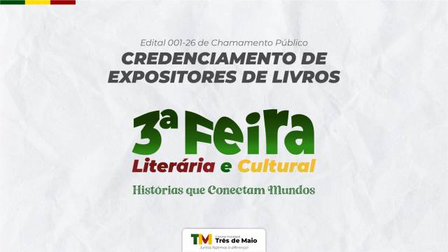 Inscrições abertas para participação de empresas na 3ª Feira Literária Cultural