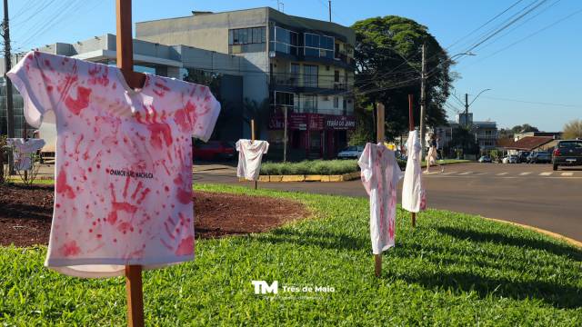 Agosto Lilás ganha destaque com decoração temática em Três de Maio