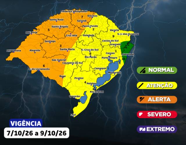 RS tem alertas de temporal para quarta-feira